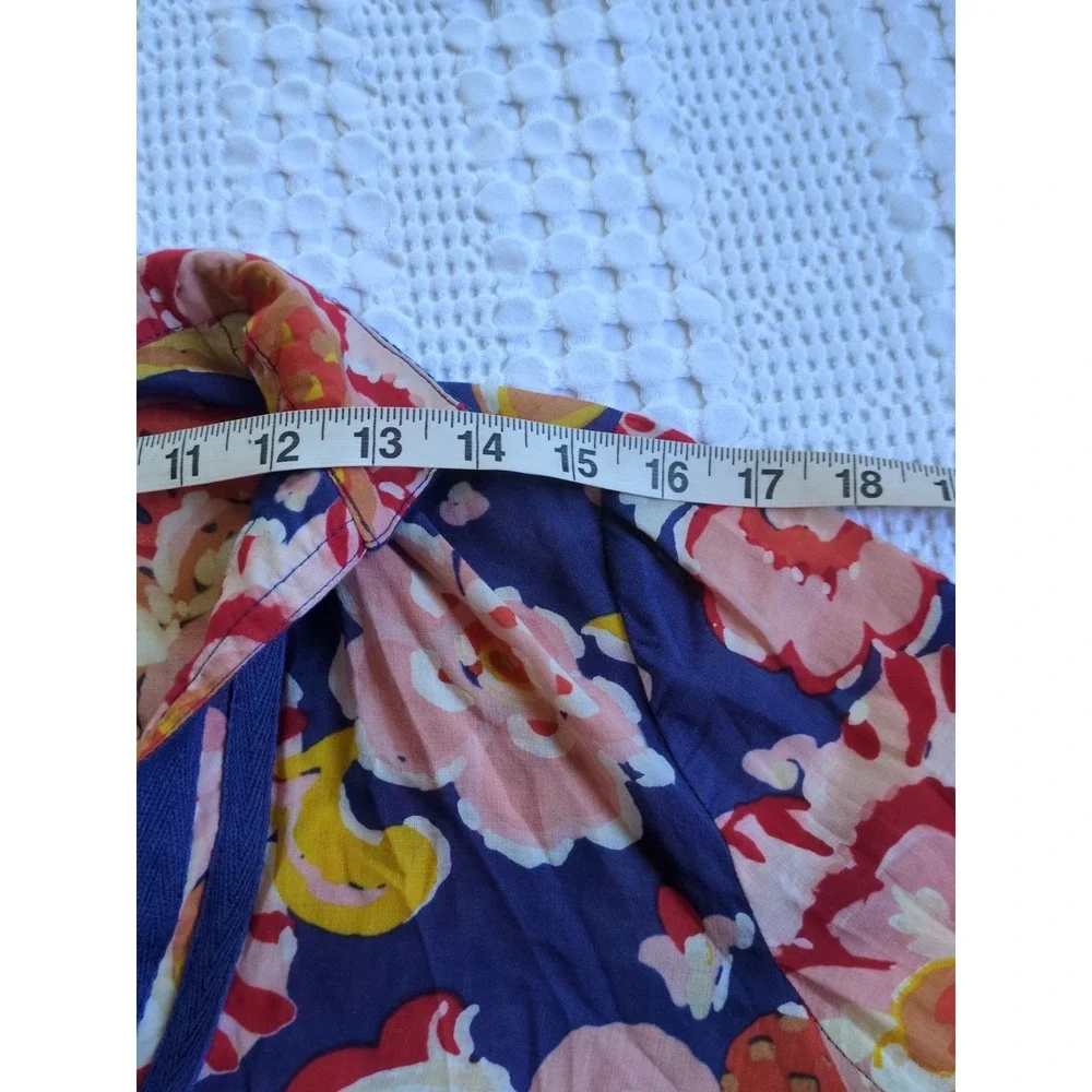 Tory Burch Wildflower Print Floral Tunic Multicolor Size 6 Side Zip Pullover